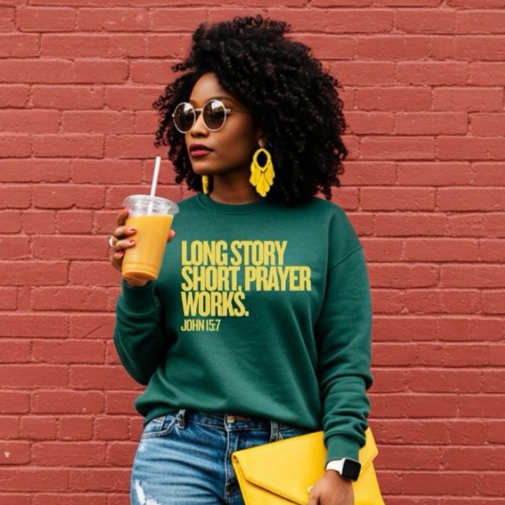 Green Graphic Women's Boyfriend Sweater